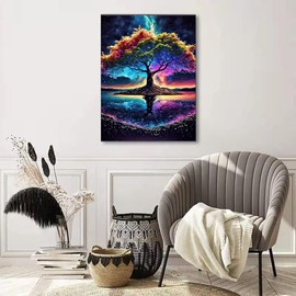 Diamond Painting Kits for Adults, Tree of Life Full Drill Round Diamond Art Diamond Dots Suitable Home Wall Decor Gem Art 12x16inch