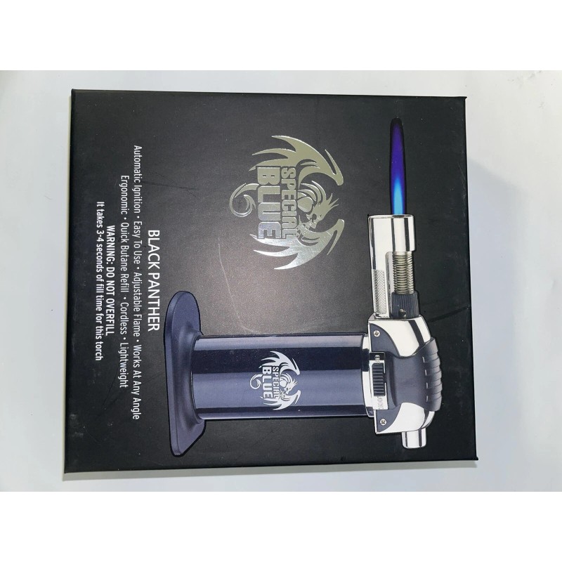 Special Blue Black Panther Butane Torch New Boxed Free Shipping