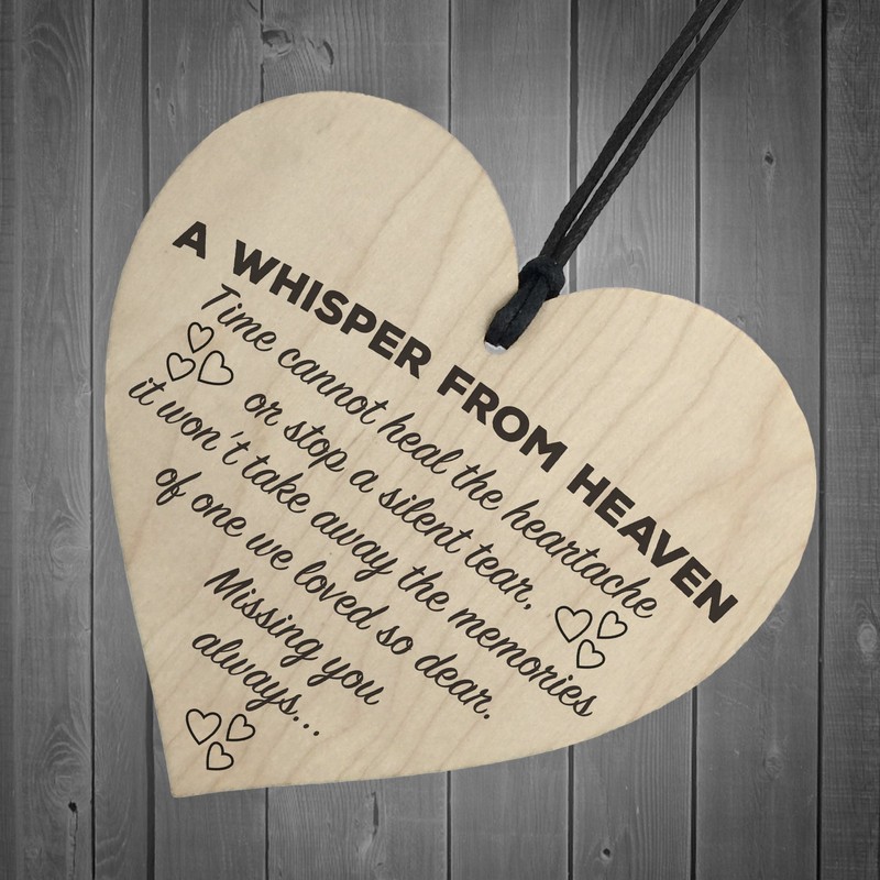 Red Ocean A Whisper From Heaven Wooden Hanging Heart Memorial