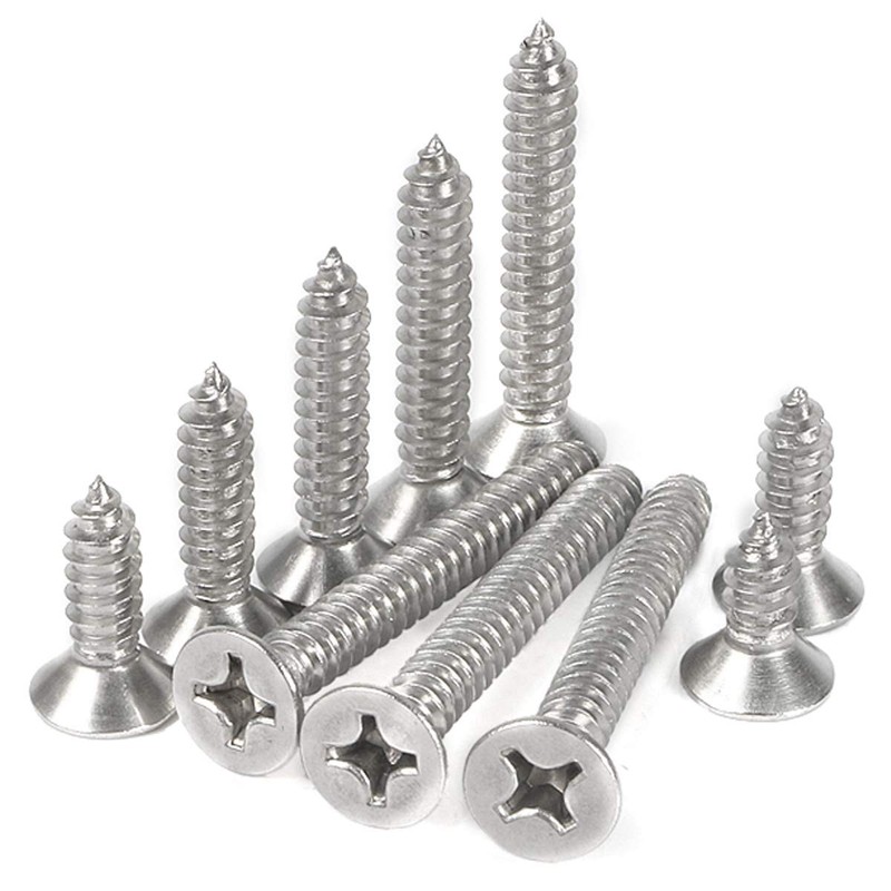 ZLYY 100pcs M4x40mm Stainless Flat Head Phillips Self-Tapping Wood Screw