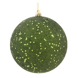 Vickerman 4" Moss Green Sequin Ball Ornament. Includes 6 Ornaments per Pack.