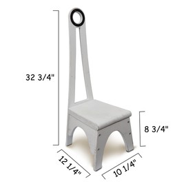 Heavy Duty Kitchen Step Stool with Handle, Besuerte Wooden Stool for Bathroom with 32.75" Tall Handle for Bathroom, Kitchen, No Need to Bend Your Back to Pick Up Single Step Stool (Rustic White)