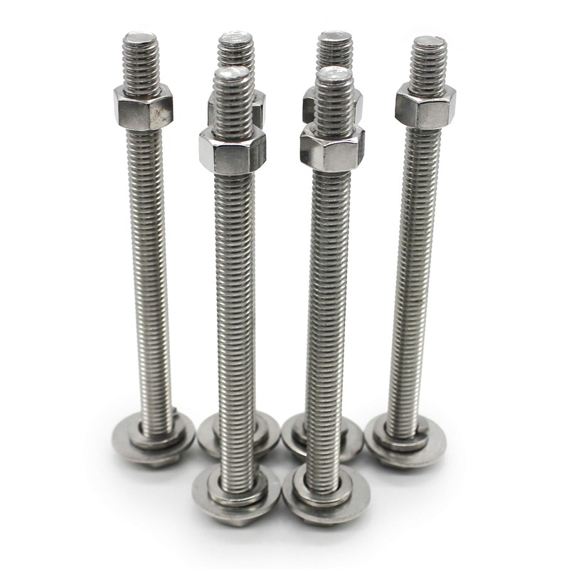(4 Sets) 3/8-16x4 Stainless Steel Hex Head Screws Bolts, Nuts,