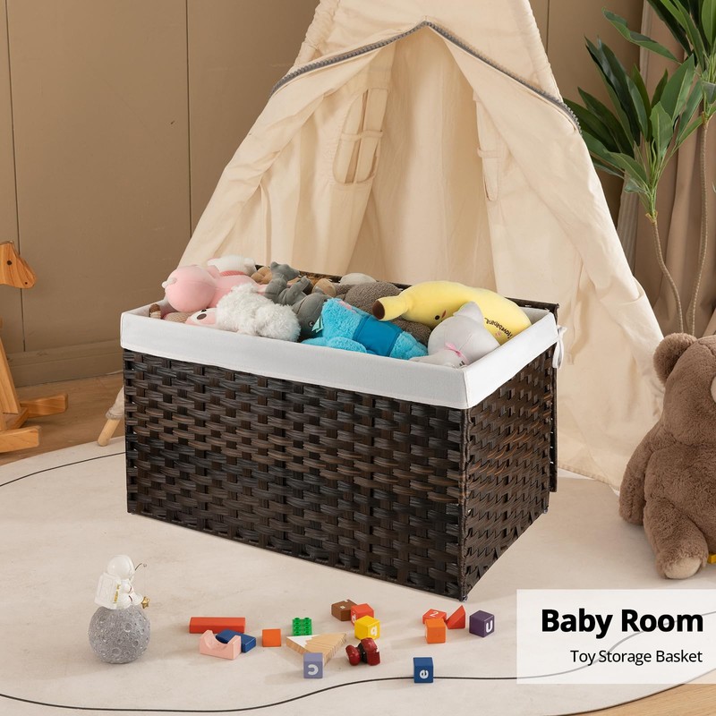 OIAHOMY Large Storage Basket with Lid, 42.3 Gallon (160L) Blanket