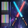 AVCXEC Lichtschwert Kinder, 2 Stück Laserschwert Kinder mit 12 Farben und Soundeffekten, Einziehbares LED Laserschwert für Erwachsene und Kinder, für Anziehpartys Weihnachtsfeiern Cosplay Kampfspiele