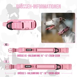 OneTigris Dog Collar, Specially for Small Dogs, Padded Soft Martingale Collar with Plastic Buckle and Aluminium Alloy Ring, Adjustable Collar with Handle, Pink, S (30-40 cm)