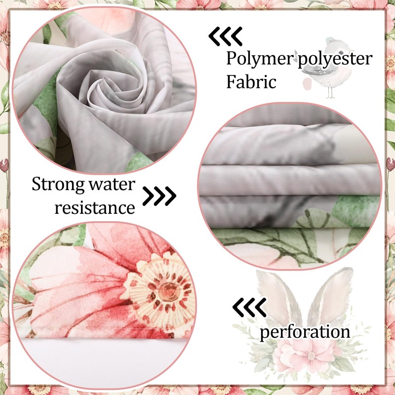 Rtteri 4 Pcs Happy Easter Bunny Shower Curtain Set with