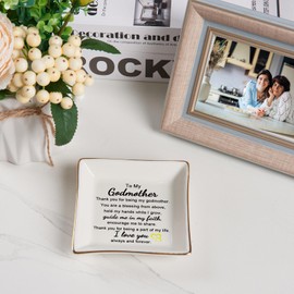 Piudee Godmother Gift - Thank You for Being My Godmother Jewelry Dish Trinket Tray, Godmom Birthday Mother's Day Christmas Gifts for Godmother, Godmother Gifts from Godchild