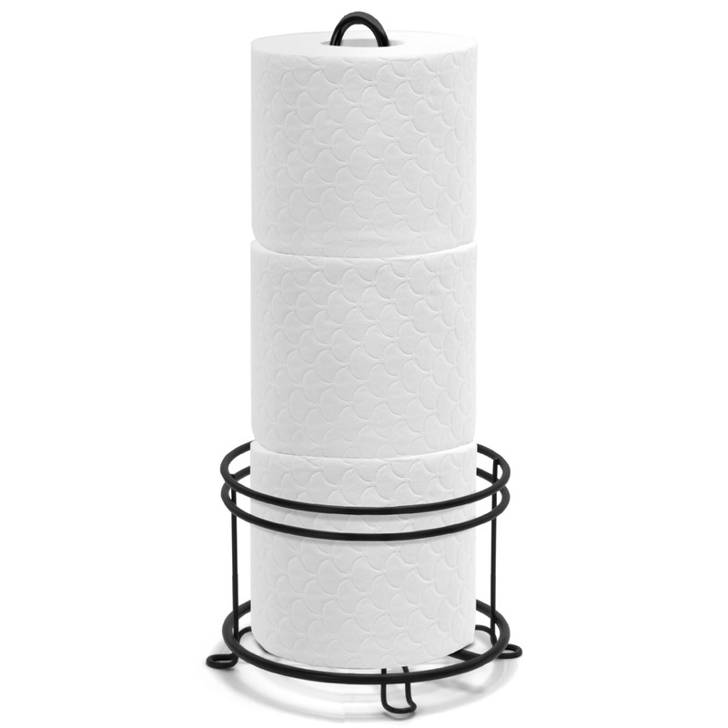 BROOKSTONE, Stylish Toilet Paper Holder, Freestanding Bathroom Tissue Organizer, Minimalistic