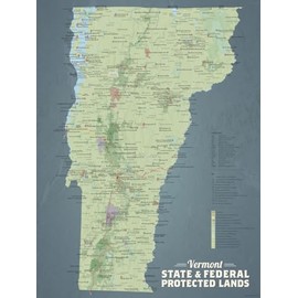 Vermont State Parks & Federal Lands Map 18x24 Poster (Sage & Slate Blue)