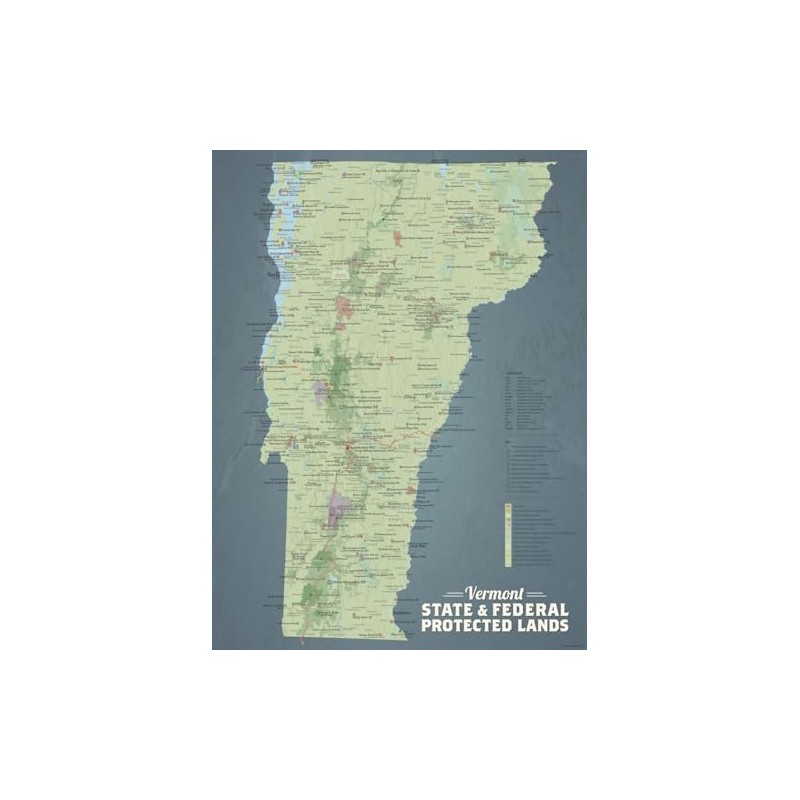 Vermont State Parks & Federal Lands Map 18x24 Poster (Sage
