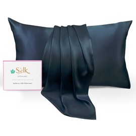FCHJXTL Luxury 6A Mulberry Silk Pillowcase & Silk Pillow Case for Hair & Skin – Anti-Wrinkle, Hidden Zipper – Best Beauty Sleep Solution for Women(Blue, King)
