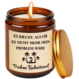 TUZELIYA Ruhestand Geschenk Frauen, Rentner Kerzen Geschenk für Frau Män, FROHEN RUHESTAND Kerzenhalter, Glückwunsch zum Ruhestand, Duftkerzen Geschenke für Geburtstag Muttertag Weihnachten