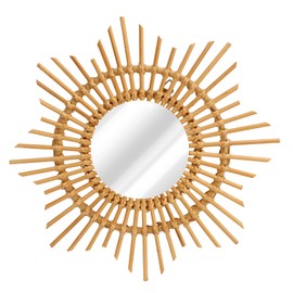 Okuyonic Espejos de Mimbre Decorativos Espejo Estético de Mimbre Simple Duradero para Pasillo