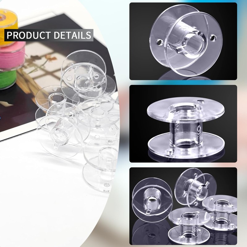 36Pcs Transparent Plastic Sewing Machine Bobbins with Bobbins Box Sewing