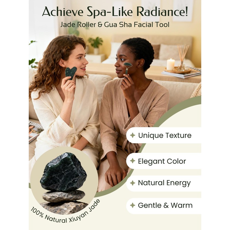 Face Roller & Gua Sha Facial Tools, Face Massager for