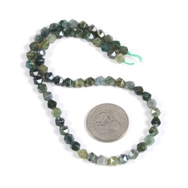 Moss Agate 6mm Gemstone Triangle Faceted Round Loose Beads Strand 15.5" DIY Jewelry Making