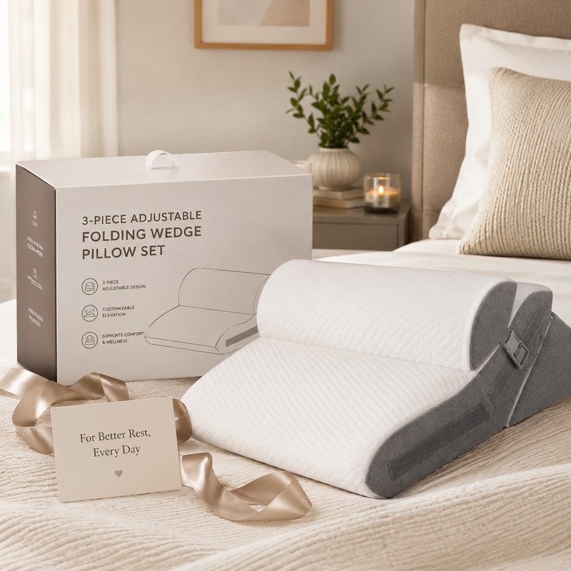 3-Piece Adjustable Wedge Pillow Set for Elevated Rest – Folding