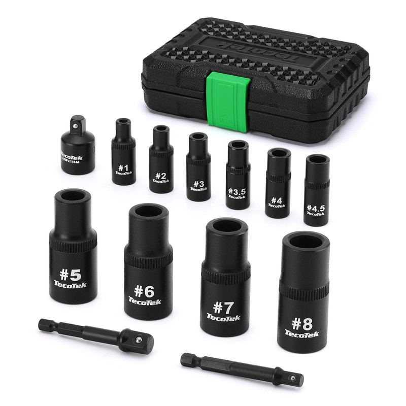 TecoTek 13PCS Magnetic Tap Socket Set, 1/4" & 3/8" Drive