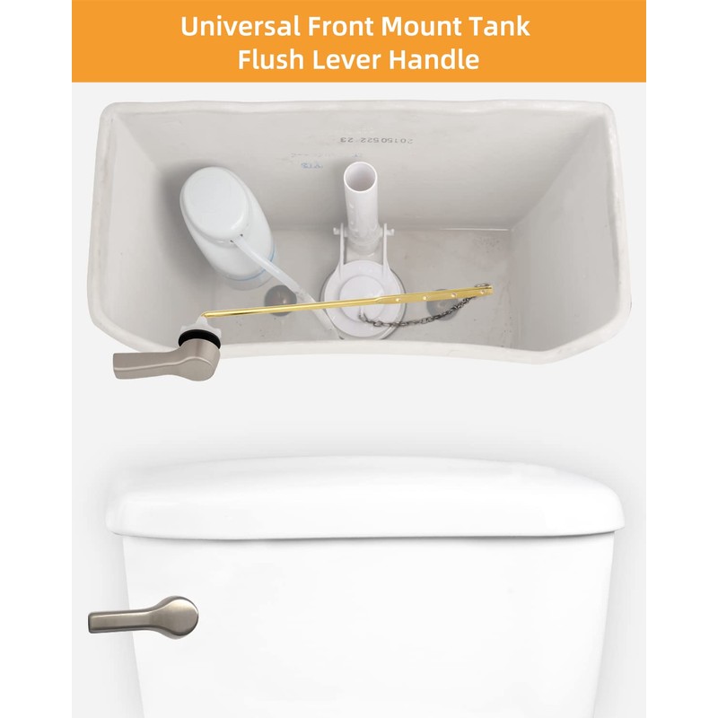 Hibbent Universal Metal Front Mount Toilet Handle Replacement Kit, Brass