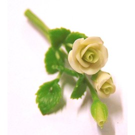 Tumdee Miniatures Dolls House Miniature Bunch of 3 White Rose Flowers Miniature Accessory