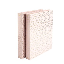 BLU MONACO Geometric Gold Foil Lighter Pink Binder 3 Ring - Set of 2-1 Inch 3 Ring Binders