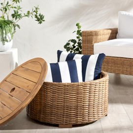 SAFAVIEH Couture Collection Anguilla Natural Brown Faux Wicker Indoor/Outdoor Storage Coffee Table (Fully Assembled)