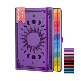 Password Keeper Book with Colorful Alphabetical Tabs, 5.7"×8.4"Hardcover Internet Password Book for Organized Internet Website Address Logins,Password Notebook for Home Office, Purple.