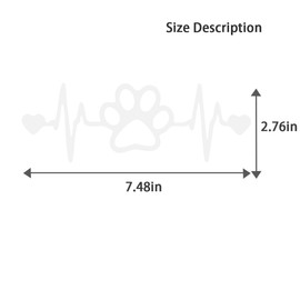 TNAIYH Car Dog Paw Heartbeat Sticker, 7.48" x 2.76" Funny Cute Vehicle Windows Bumper Decal, Waterproof Automotive Sticker Decorative Accessories, Universal for SUV RV Truck (White)