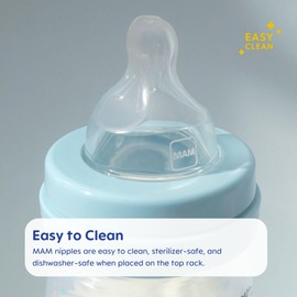 MAM MAM Bottle Nipples Slow Flow Nipple Level 1, for Newborns and Older, SkinSoft Silicone Nipples for Baby Bottles, Fits All MAM Bottles, 4 Pack