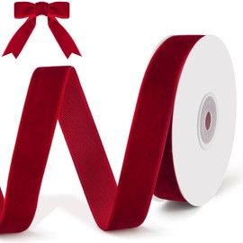 qingmeng 9 m Velvet Ribbon, Red, Satin Ribbon, 20 mm, Wide Ribbon, Christmas Red Ribbon, Decorative Ribbon, Gift Ribbons for Crafts for Gift Wrapping, Christmas Decoration