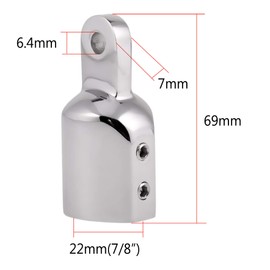 NRC&XRC Bimini Top Cap Eye End 7/8" with Two 1/4" Holes of The Eye Marine Stainless Steel 316 Heavy Duty Dome top (Pair)