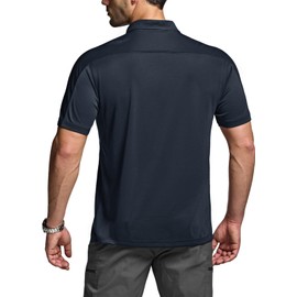 CQR Men's Polo Shirts, Tactical Short Sleeve Golf Performance Shirts, Lightweight Dry Fit UPF 50+ Pique, Commander Police Navy, Large