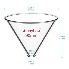 stonylab Glass Funnel, Thickened Borosilicate Glass Stemless Funnel with 90 mm Inner Diameter for Lab Use