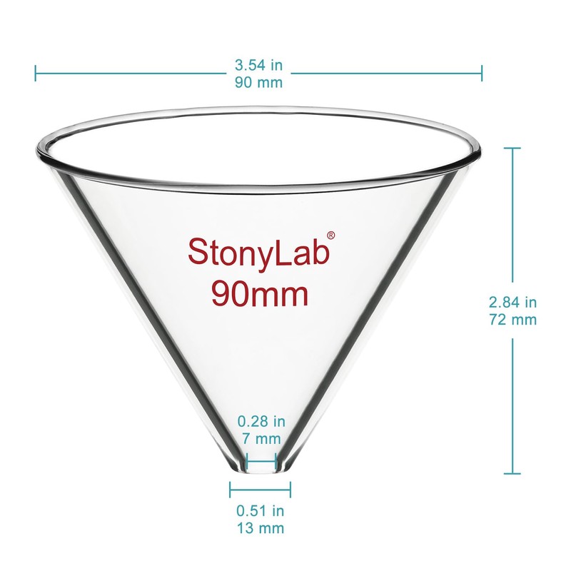 stonylab Glass Funnel, Thickened Borosilicate Glass Stemless Funnel with 90