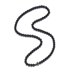 Beaded Cross Necklace for Men and Women Pearl Necklace for Men 6mm Black Prayer Beads Black Cross 22 Inch
