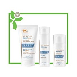 Ducray Melascreen Fluide Antitaches SPF50+ Anti Spots Fluid Normal to Combination, 50ml & Anti-spot Radiance Serum, 40ml & Creme Contour Des Yeux Antitaches, 15ml  (234 & 593 & 272)