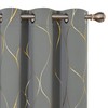 Deconovo Gold Wave Print Blackout Curtains for Bedroom, Thermal Insulated