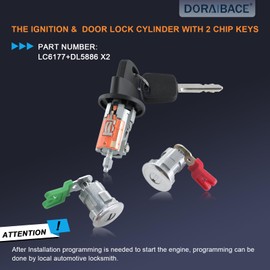 Ignition Switch Lock Cylinder&Two Door Lock Cylinder Set With 2 Chip Keys Compatible With 1998-2000 Ford Ranger,1998-2000 Explorer,1998-2000 Mazda B Series,1998-2000 Mercury Mountaineer LC6177+DL5886