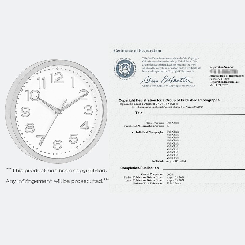 Roymnie Wall Clock Silent Non-Ticking Modern Clock Battery Operated 8