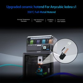 BambooSegD Kobra S1 Ceramic Hotend 0.2/0.4/0.6mm Hardened for Anycubic Kobra S1 Hotend for Kobra S1 Combo Head S1C 3D Printer 24V 48W Rapid Heating 300℃
