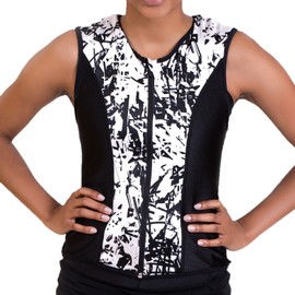 Challenge Weighted Workoutwear - Workout Vest for Women with 4lbs Workout Weights, Comfortable Osteoporosis Vest with Removable, Flexible Weights, Strength Training Accessory, Black and White (L)