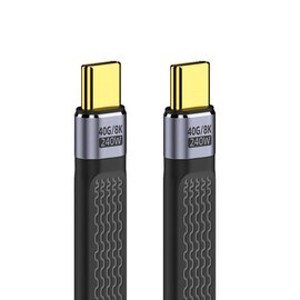 cablecc 240W Flat Slim FPC Type-C USB-C to USB4 100W Male to Male Data 8K Cable for Laptop Phone