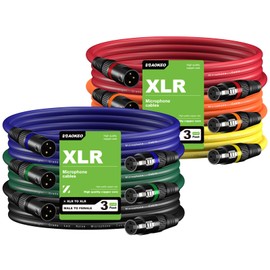 Aokeo XLR Cables 3FT 6 Pack, XLR Male to Female Microphone Cable for Speaker and Audio Setups.All Copper Conductors(1M