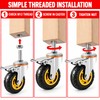 4 Inch Rubber Swivel Caster with Brake, M12 x 30