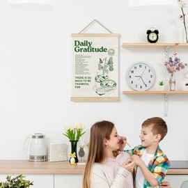 LUVADIAN Retro Poster for Room Aesthetic, Inspirational Daily Gratitude Poster Hanger Frame, Retro Wall Decor for Bedroom Living Room, Vintage Green Aesthetic Wall Decor Posters, 12x16 Inches