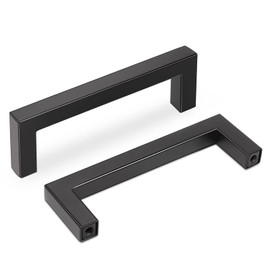 Gobrico 30 Pack Matte Black Cabinet Handles 3-3/4" Cabinet Pulls, Kitchen Cabinet Handles Square Drawer Pulls Hole Centers 96mm, Stainless Steel Cabinet Handles Bathroom Drawer Pulls