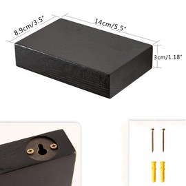 OAKERLAND Small Oak Floating Shelves, 2PC Black Wall Shelves Wooden Mini Wall Mounted Shelf for Decor Plant, Little Black Display Shelf for Living Room Bedroom Bathroom