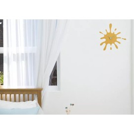 Stephanie Imports Modern Minimalist Yellow Ink Splash Silent Wall Clock (19.5 X 18.8)