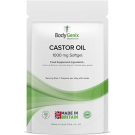Bodygenix Castor Oil 1000mg Softgel Capsules - Supports Immune System Skin Hair Health Joint Wellness Relief Natural Health Supplement - 60 Softgels, 2 Month Supply